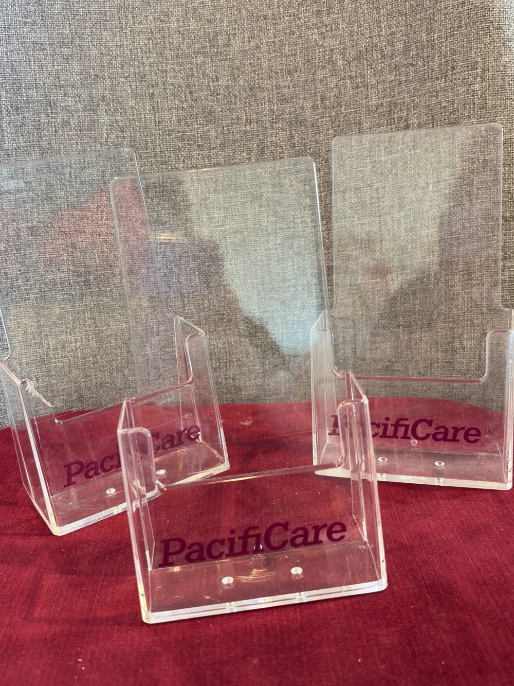 Set 3 Clear Acrylic Brochure & Business Card Holders-Desktop Display Stand 7”x4”